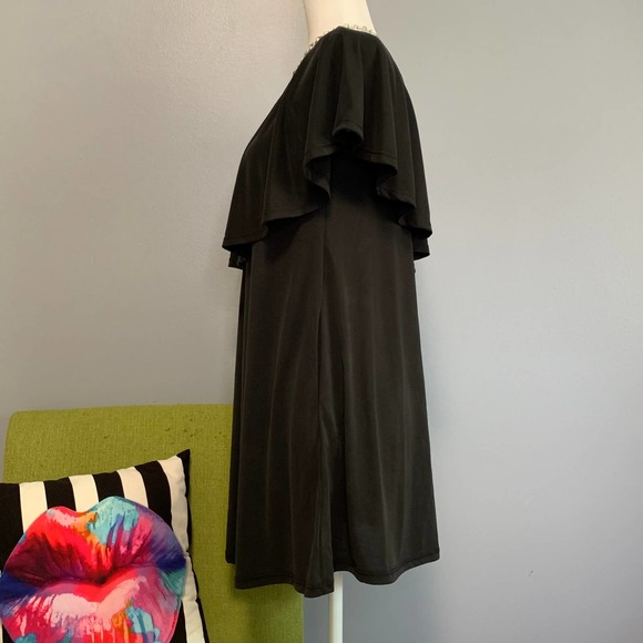 BP Black One Shoulder Ruffle Mini Swing Dress XXS - Picture 3 of 6